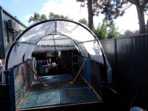 The Wedge Worm Farm - fitting shade cloth 3 wm