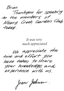 Albany Creek Garden Club Thank You