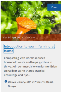Banyo Library 300422 Intro To Worm Farming At Home Workshop