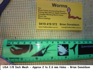 USA 1.8 Inch Mesh - Approx 2 to 2.6 mm Holes - Brian Donaldson     