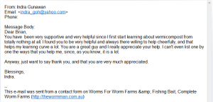 Worm Farm Bait Testimonial Indra Gunawan                           