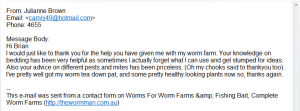 Worm Farm Bait Testimonial Julieanne Brown                           