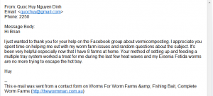 Worm Farm Bait Testimonial Quoc Huy Nguyen Dinh                           